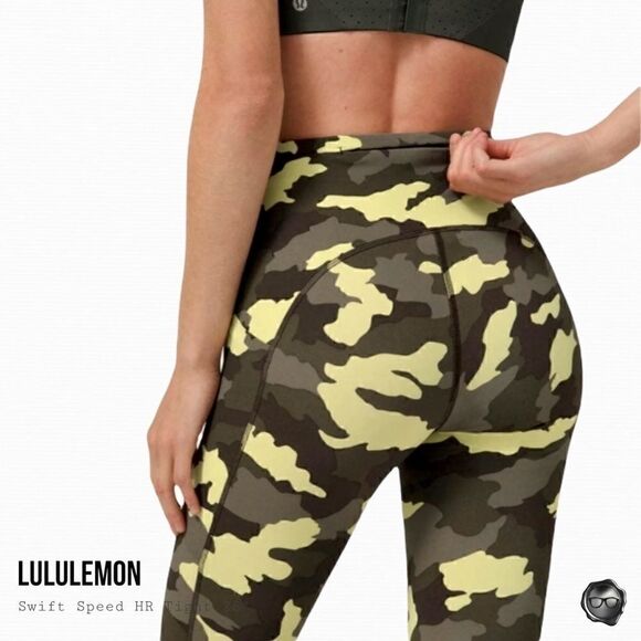 LULULEMON SWIFT SPEED HIGH-RISE TIGHT 28” IN CRISPIN GREEN CAMO WOMEN’S LEGGINGS - Picture 5 of 12
